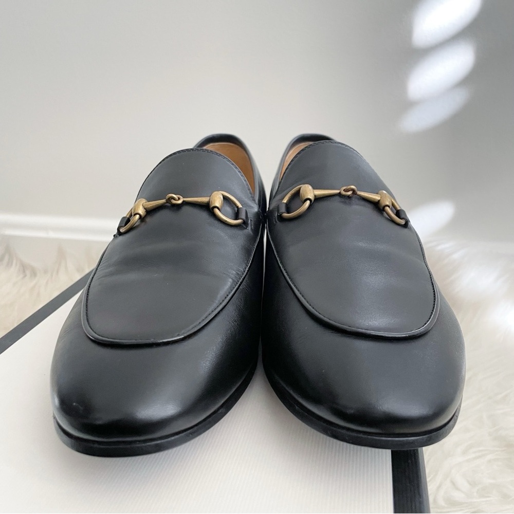 Gucci Jordaan Horsebit Leather Loafer Black Gold size 39.5 - Picture 5 of 9